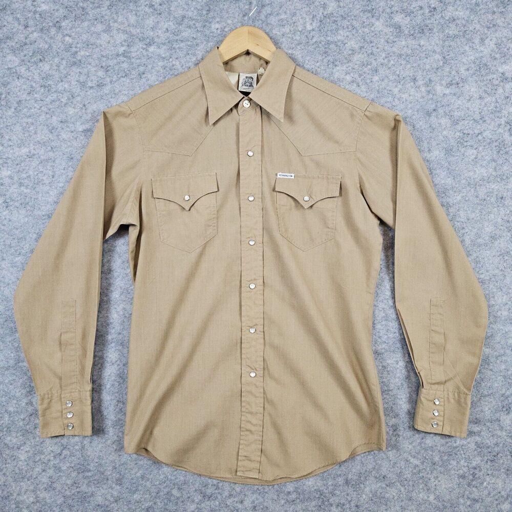 Kennington of California Men's Shirt Brown Western/Cowboy Pearl Snap Long Sleeve